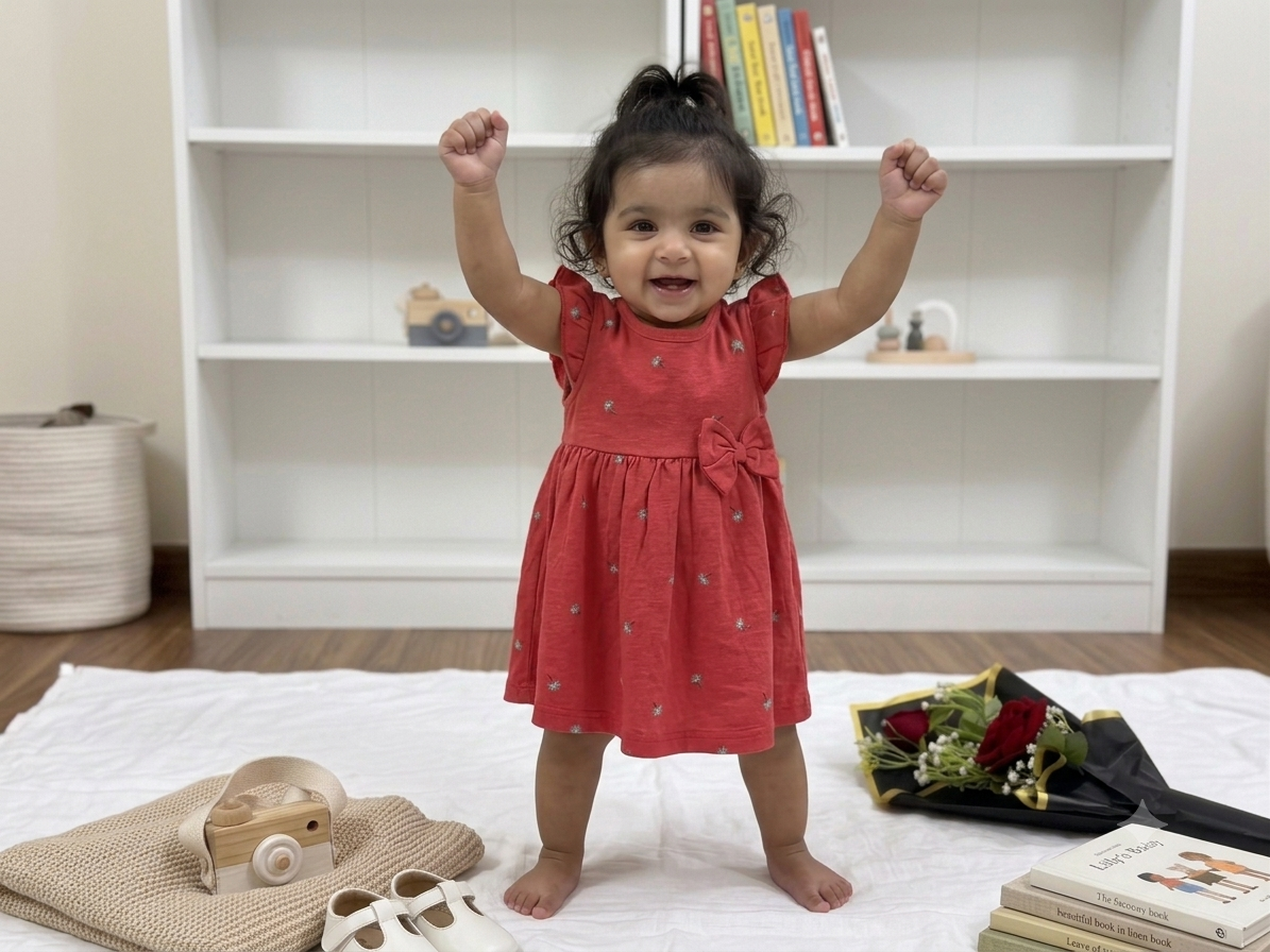 Charming Red Floral Print Flutter Sleeve Baby Frock with Bow