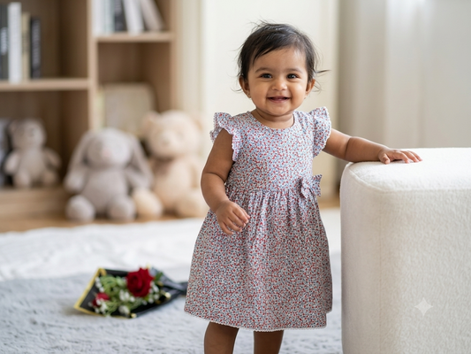 Baby girl floral flutter sleeve frock
