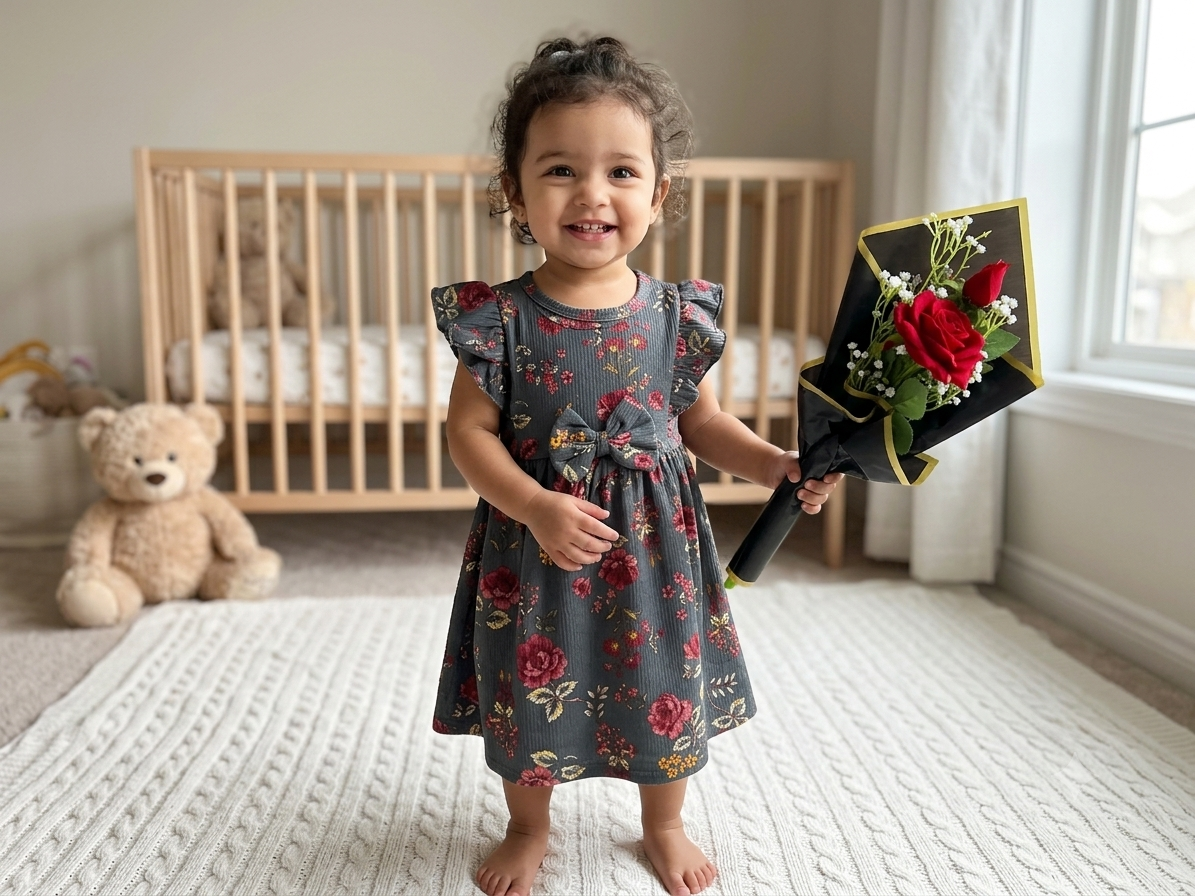 Presenting our charming Charcoal Vintage Floral Frock